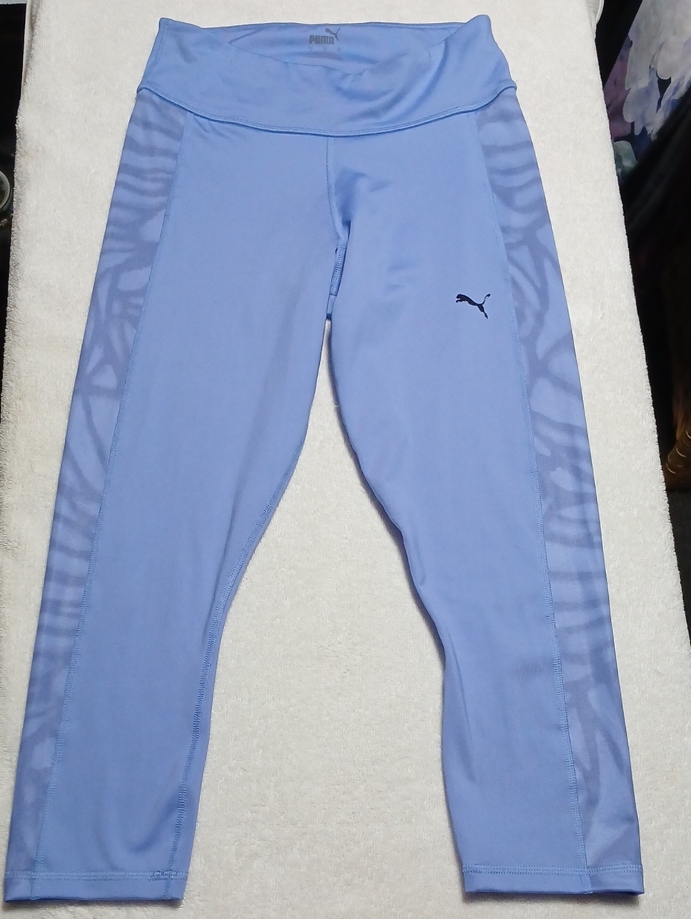 Puma Women Powder Blue Athletic Leggings with Side Panels